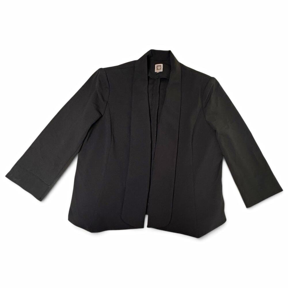 Anne Klein Black Blazer Jacket Womens XL Open Front Shawl Collar Workwear